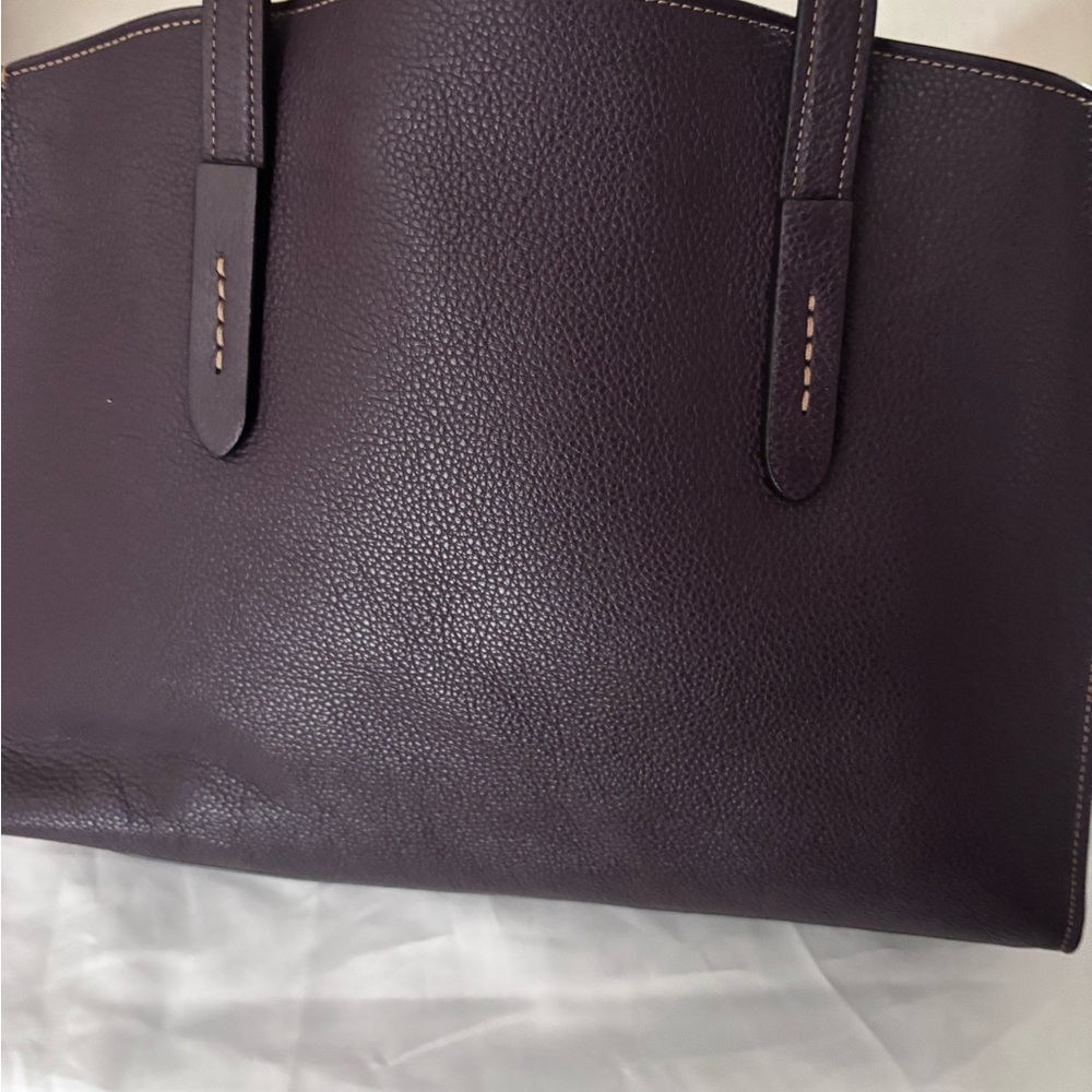 Coach Charlie 28 Carryall in Oxblood/Silver pebbled leather (Style #29529). - Picture 6 of 12
